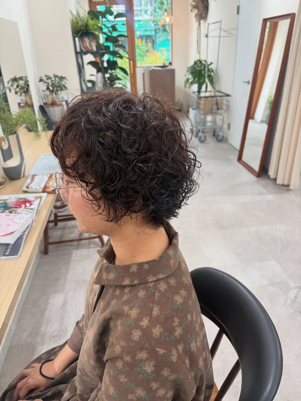 long hair → short perm 🌀