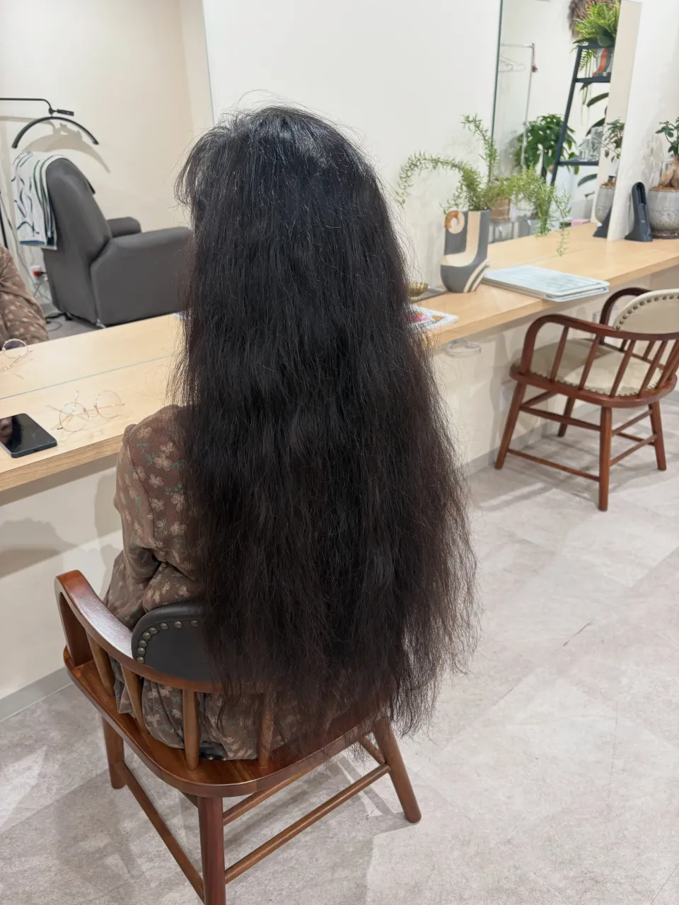 long hair → short perm 🌀